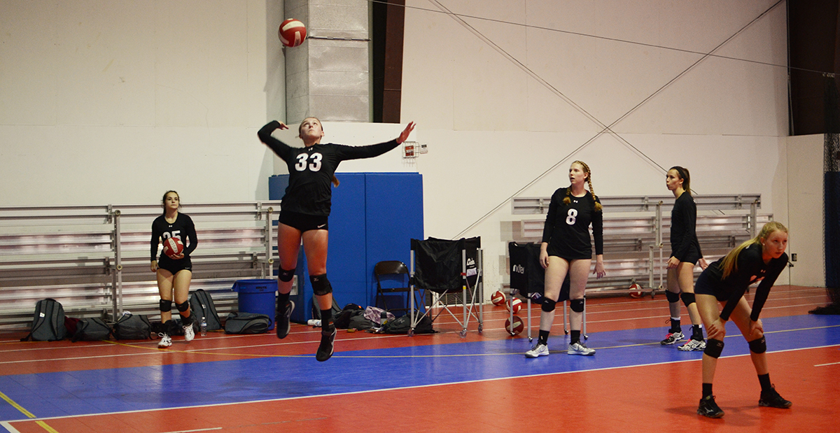 Volleyball players at practice