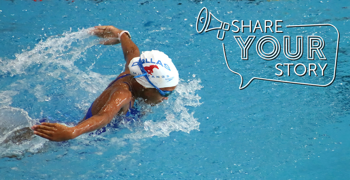 a girl swimming in a swimming pool