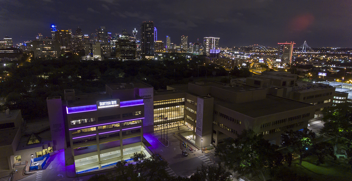 NBC DFW: Dallas Skyline to Glow Purple in Celebration of Scottish Rite for Children’s 100th Birthday